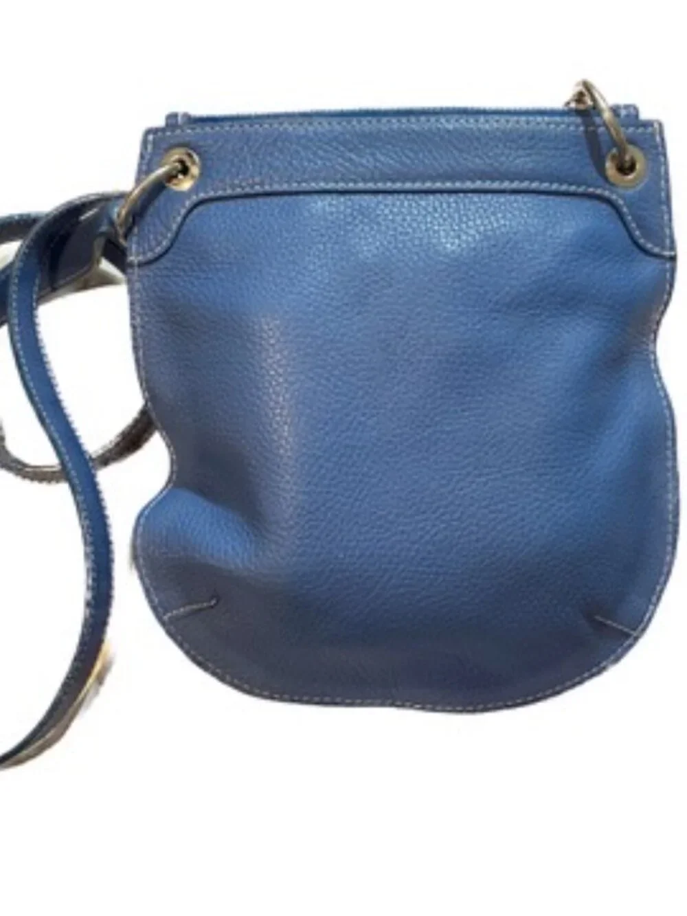 Rossi & Caruso Blue Pebbled Leather Tassel Crossbody Bag | Made in Argentina